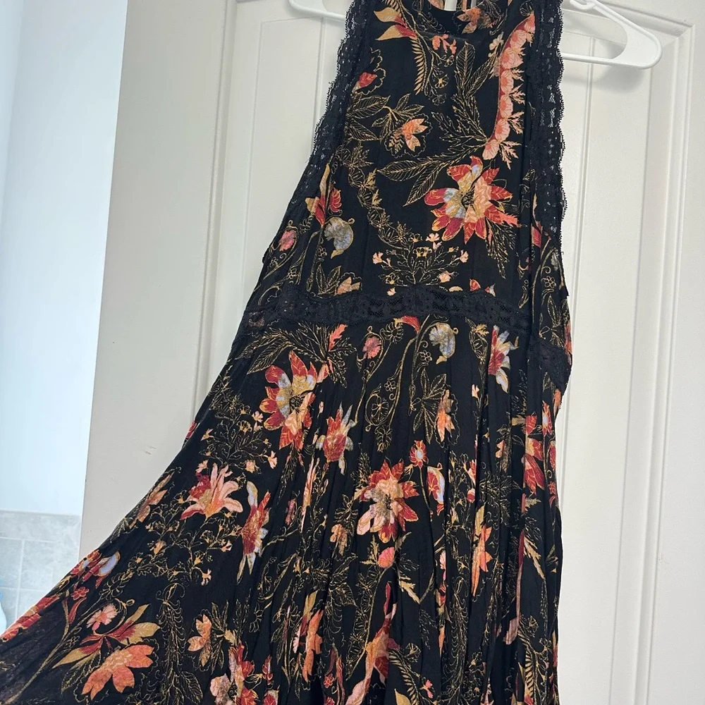 Free People Black Floral Backless Dress - Picture 2 of 4